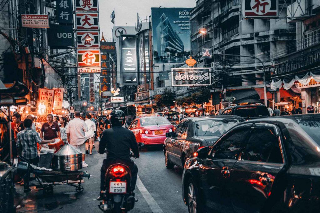 Crazy traffic in Bangkok, Thailand: an important hub for any round the world trip that includes Southeast Asia
